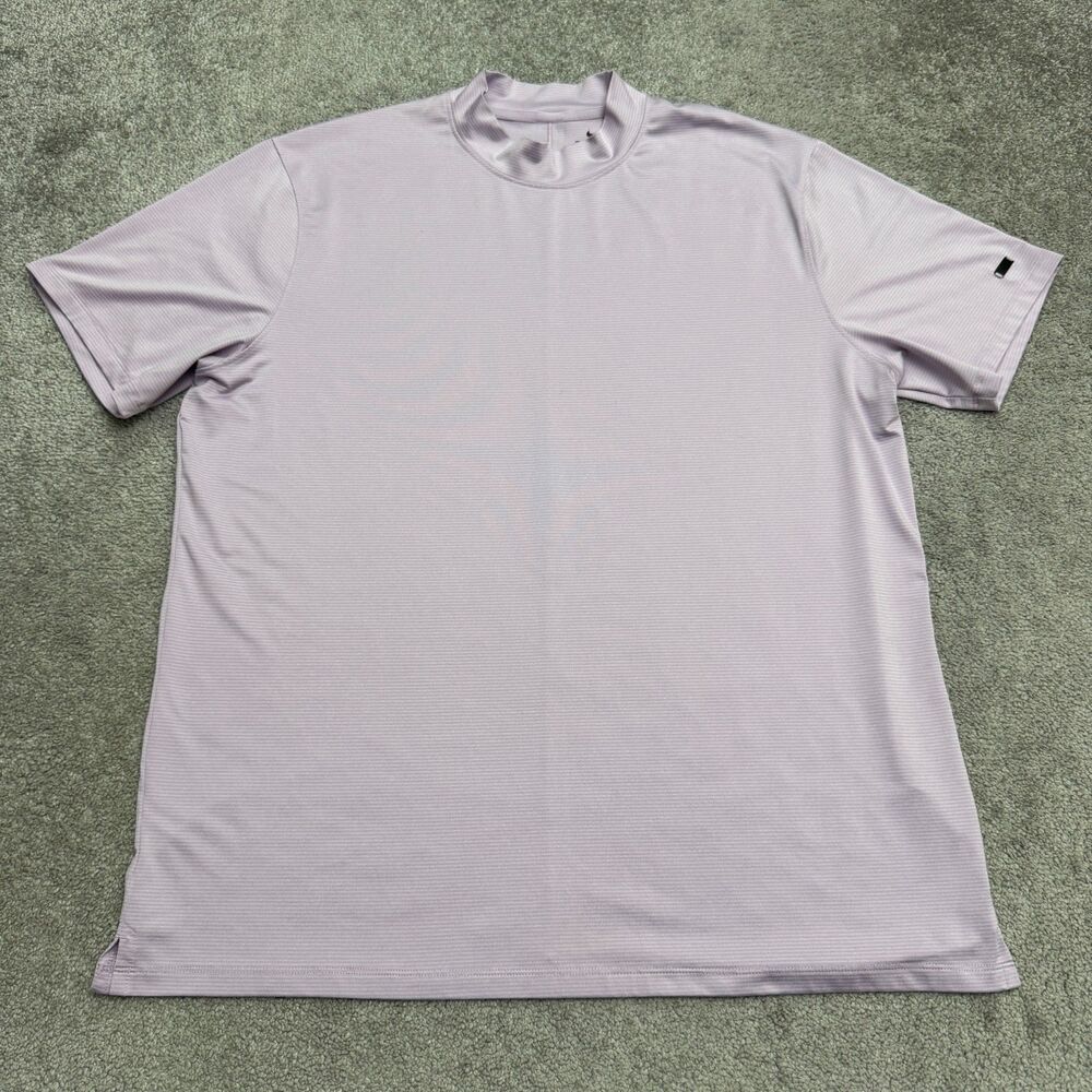 Nike Golf Tiger Woods Dri-FIT Mock Neck Striped Stretch Shirt Mens XL Purple Tee